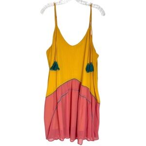Women’s XL Bohemian Festival Color Block Beach Sleeveless Dress with Tassels